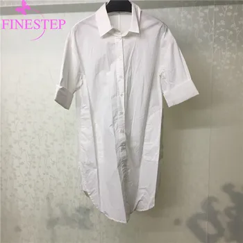 

100% Cotton White Blouse Women Fashion Office Lady Notched Loose Blouse High Quality Women'S Cotton Blouse with24 hour delivery