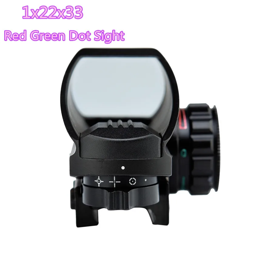 

Free shipping 1x22x33 Compact Reflex Red Green Dot Sight Riflescope 4 Reticle Sight for Airsoft With Weaver 21mm Hunting Optics