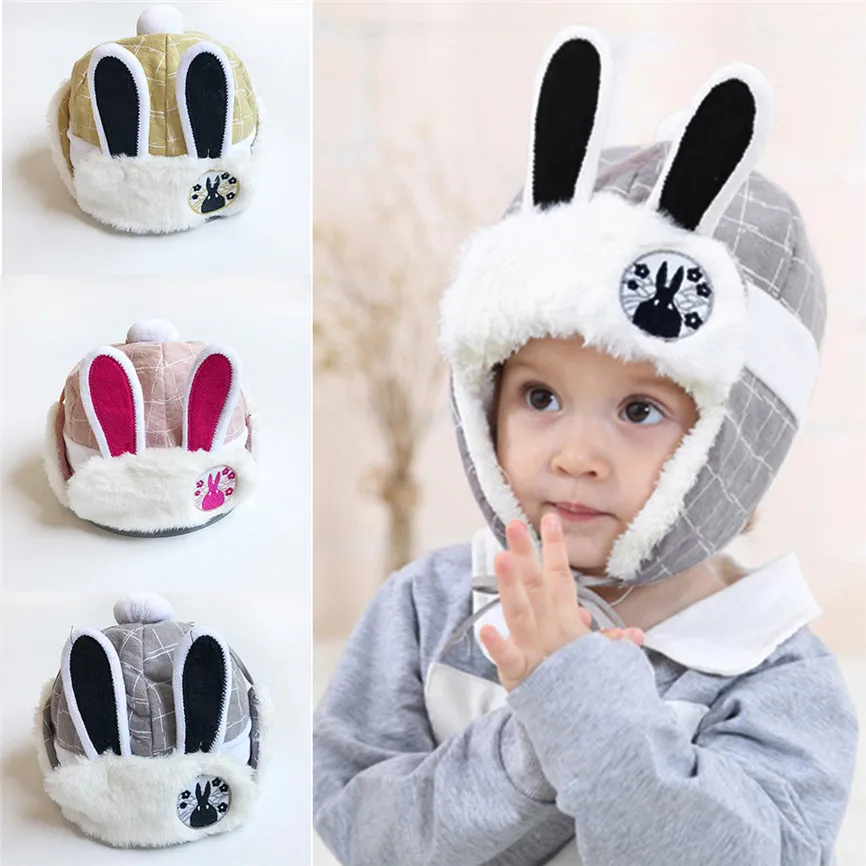 

Cute Baby Hat Children Kids Girls Boys Winter Cartoon Rabbit Ears Villus Keep Warm Hat For 1-3 Years Kids Sep#1