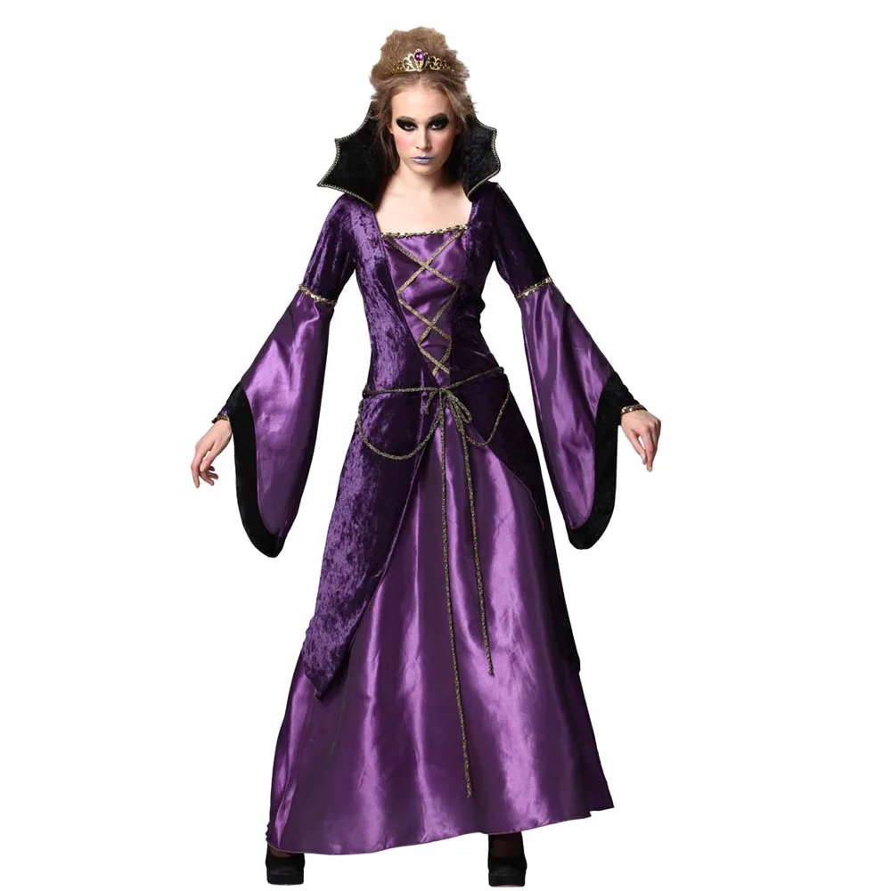 Сексуальный Вампир Хэллоуин благородная Королева вампиров костюм сексуальный готический Хэллоуин Карнавал Вечеринка маскарадный костюм фиолетовый