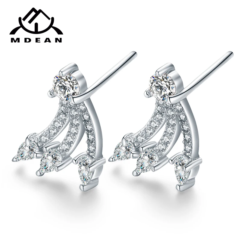 Серьги MDEAN из белого золота с белым цирконием класса ААА Модные женские серьги