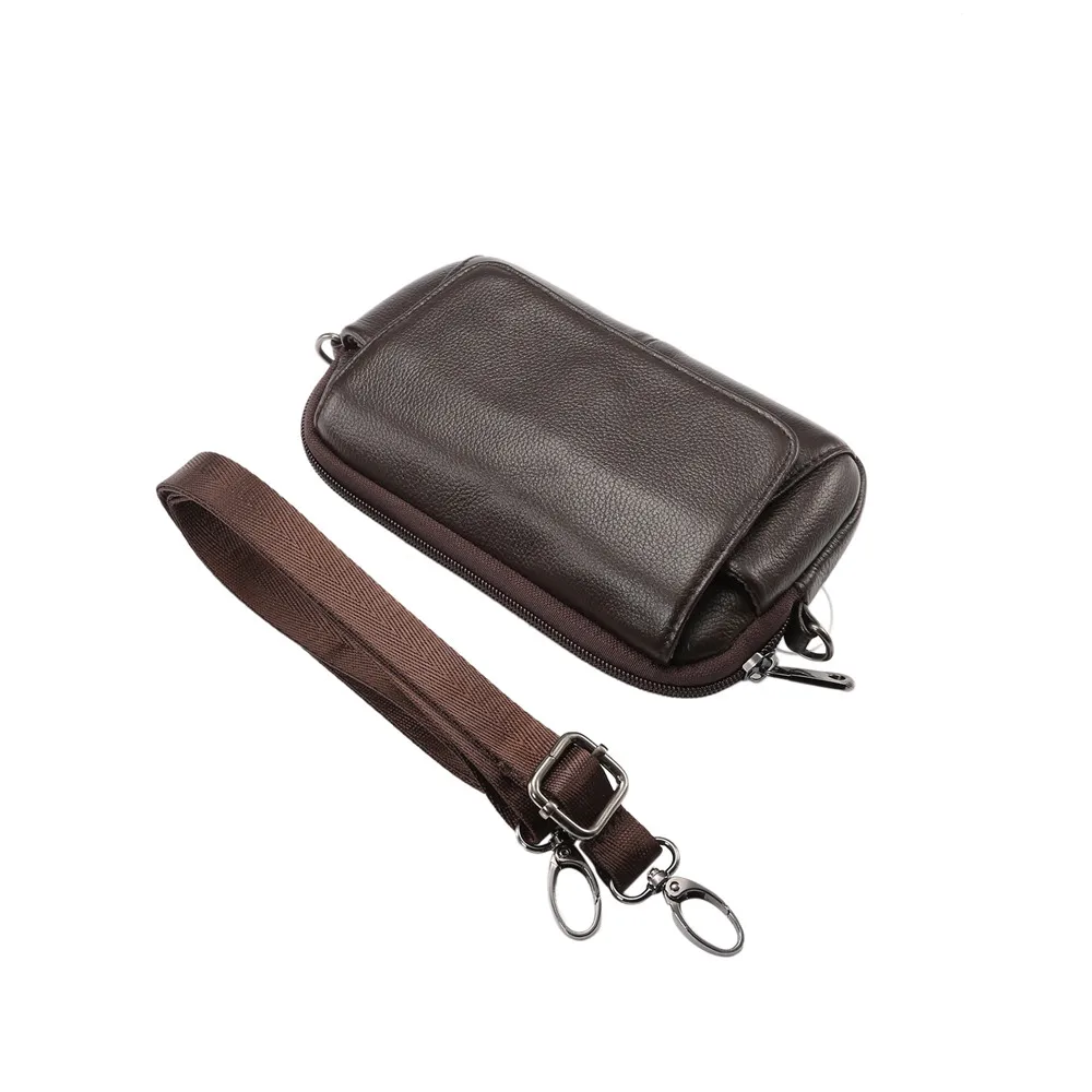 100% Genuine Leather Waist Bag for iphone/Samsung Smart Phone Shoulder Bag Belt Pouch for Below 6.5inch Mobile Phones Case