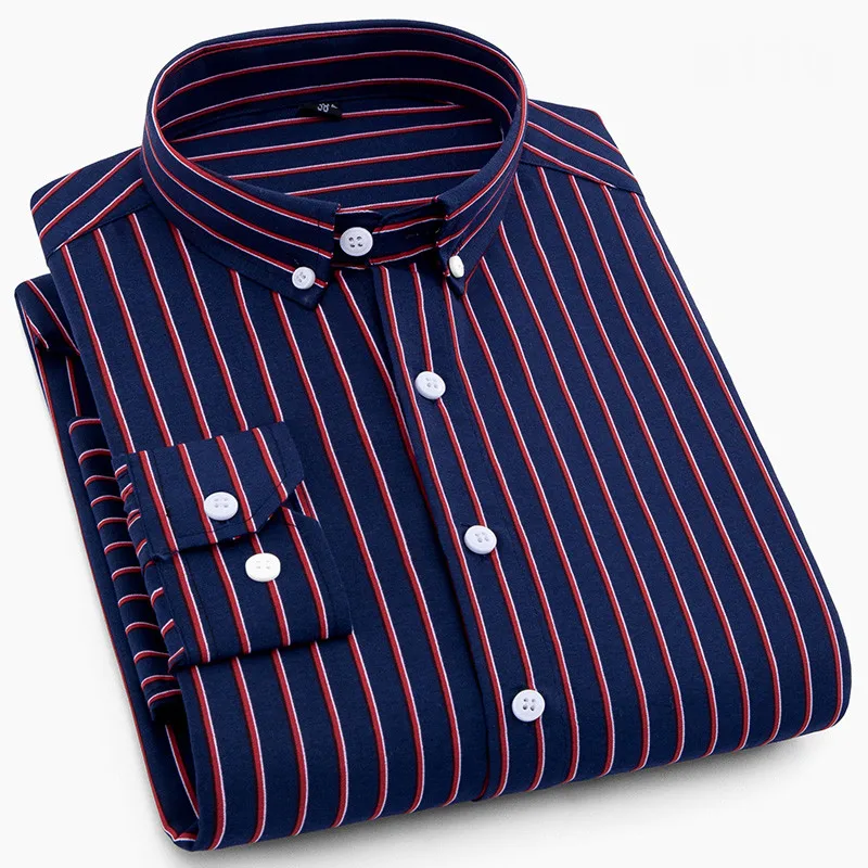 

Fashion 2019 men' striped/floral casual shirts button down collar long sleeve soft regular fit S to 4xl without chest pocket