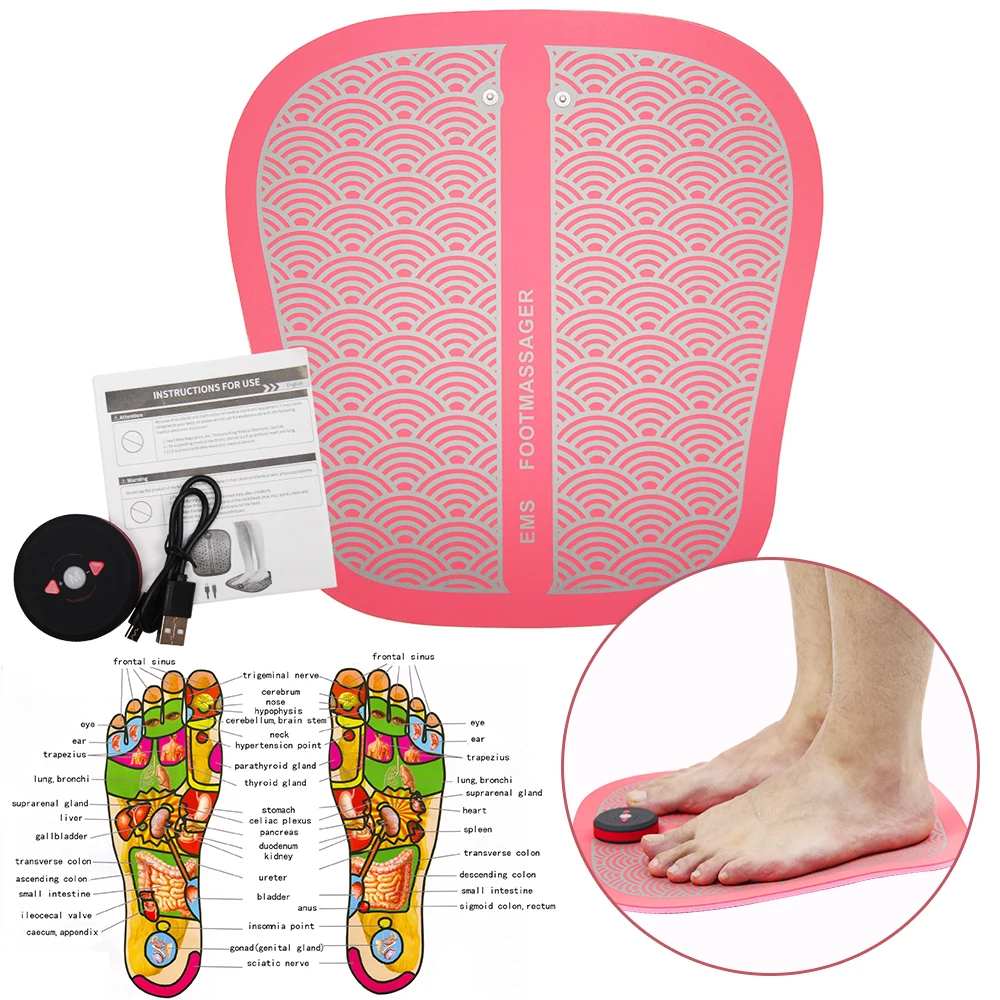 Electric EMS Foot Massager Feet Muscle Stimulator Massager Tens Physiotherapy ABS Muscle Stimulator USB Rechargeable Pink Black Electric EMS Foot Massager Feet Muscle Stimulator Massager Tens Physiotherapy ABS Muscle Stimulator USB Rechargeable Pink Black