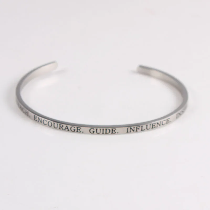 

2017 New Bracelet Stainless Steel Engraved Positive Inspirational Quote Cuff Mantra Bracelet Bangle For for couple lover Gifts