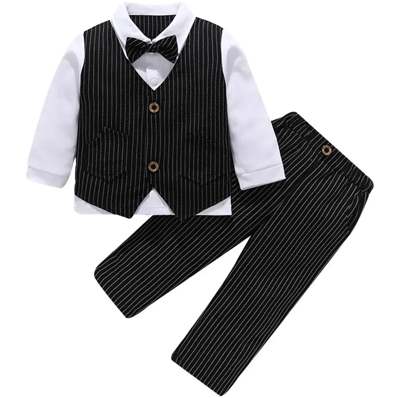 Baby Boys Gentleman Suits Clothing Sets Two Piece for Birthday Wedding Formal Party Wear Cotton Children Clothes ETWT-8059