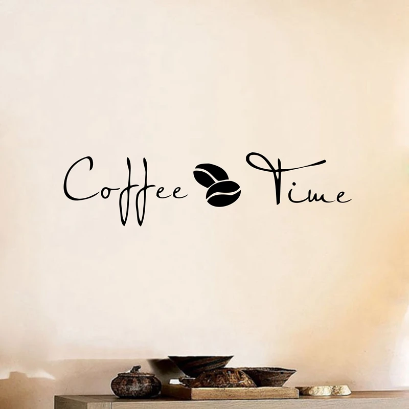 Coffee Time Wall Art Quotes Decal Sticker Vinyl Wall Stickers for
