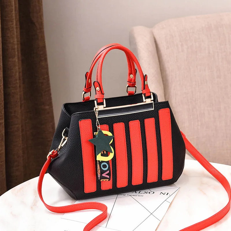 Fashion Stitching Handbag For Women Leather Crossbody Bags Female Messenger Shoulder Tote Lady Purse Bolsa Sac A Main SS7242 (15)