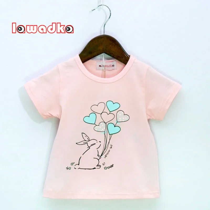 Lawadka Rabbit Balloon Pattern Sport Baby Girls Boys t-shirt Short Sleeve t-shirts for Girls Cotton Children Clothes