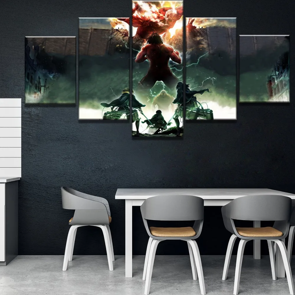 Waliicorners 5 Panel HD Print Painting Attack on Titan Modern Decorative Paintings on Canvas Wall Art for Home Decorations Wall Decor Artwork 6