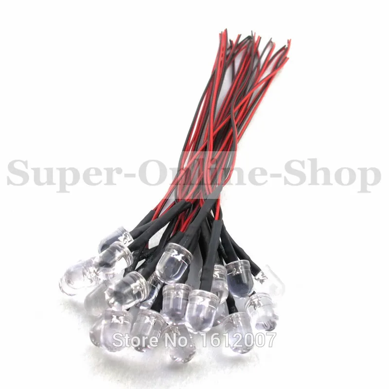 

20 x 10MM Led 5V 6V 7V DC 20CM orange/amber Emitting Diode Prewired Round Top Color Led Lamp Light For car DIY project