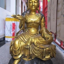 Bi002532 3" Большой Тибет Бронзовый Gild свобода Бодхисаттва Гуань Инь Статуя Будды