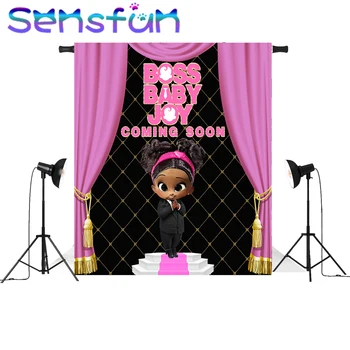 

sxy1440 Pink Curtains African Boss Baby Custom Girl's Photo Studio Background Birthday Backdrop Vinyl 220x150cm