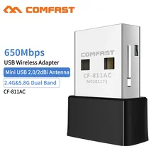 10 шт. дешевые 650 Мбит/с USB wifi адаптер AC600 2,4 ГГц 5 ггц WiFi двойная антенна 802,11 AC ПК мини-компьютер сетевой картоприемник