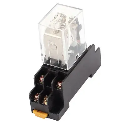 

JQX-13F DC 12V Coil 8Pin DPDT Electromagnetic Power Relay w Socket Base