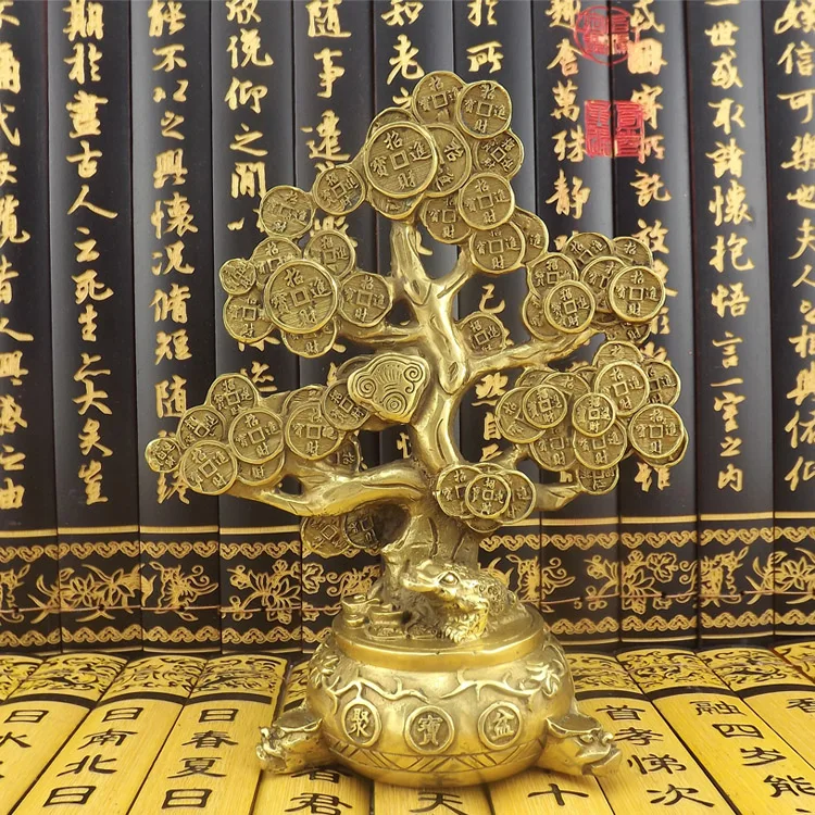 

Old antique Bronze Arts & Crafts Copper lucky tree coins tree fortune home decoration