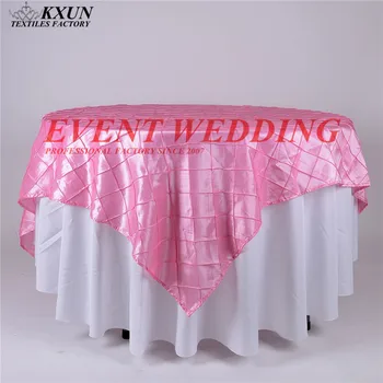 

Wholesale Price Taffeta Pintuck Table Cloth Overlay For Wedding Tablecloth Decoration