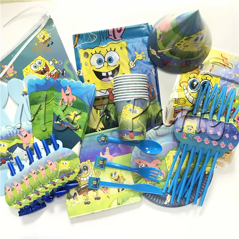 

SpongeBob Theme Disposable Party Tableware Set SpongeBob Theme Birthday Party Decorations SpongeBob Plates Cups