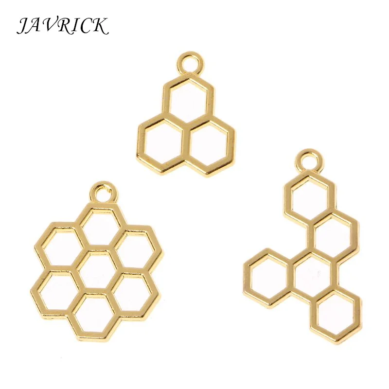 

3Pc Bee Honeycomb DIY Metal Frame Pendant Open Bezel Setting UV Resin Jewelry