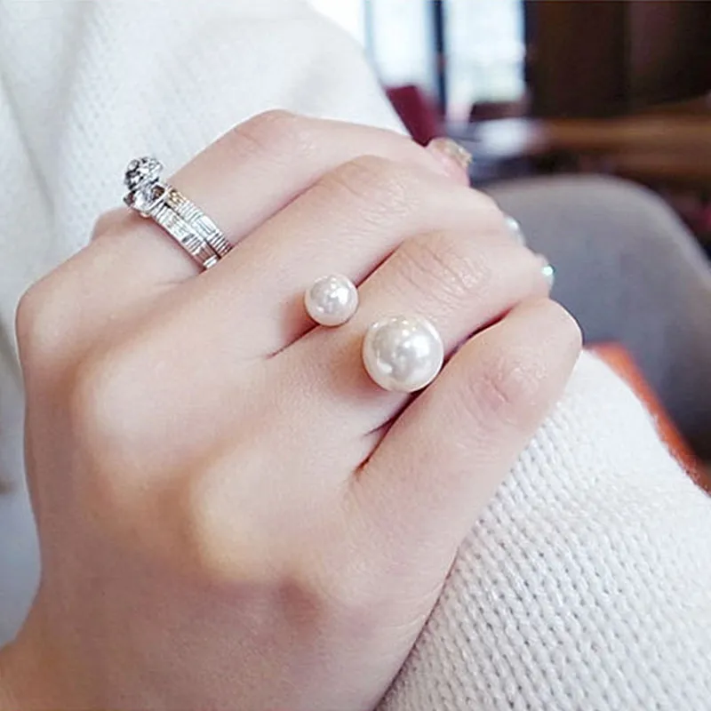 Anello di perla regolabile da donna gioiello moda matrimonio_voghion.com