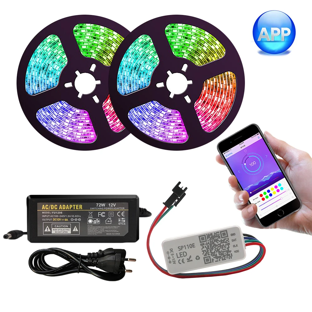 Светодиодная лента sp110e Bluetooth контроллер Dream color 12 В WS2811 Светодиодная лента 5050 RGB приложение управление домашним освещением 5 м 10 м 15 м 20 м