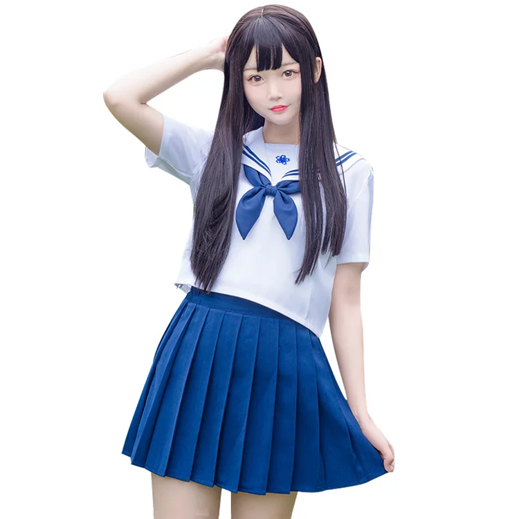 2019 новая японская школьная форма, костюм моряка, топы + галстук + юбка, темно-синий стиль, Студенческая Одежда для девочек, большие размеры