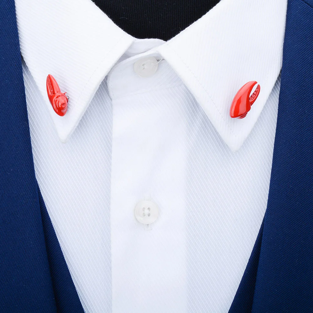 Lobster Claw Shape Shirt Collar Pin Brooch Men Women Lapel Pins Nautical Themed Stylish Badge