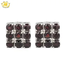 Hutang камень ювелирные изделия 6.3ct натуральный гранат Серьги-гвоздики Твердые 925 пробы серебряные драгоценные камни ювелирные украшения Женский подарок камень по месяцу рождения