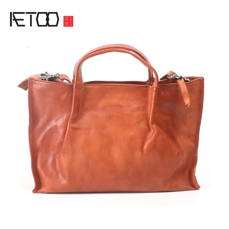 

AETOO Original design retro bag soft leather leather handbags art casual large capacity shoulder diagonal package leather handba