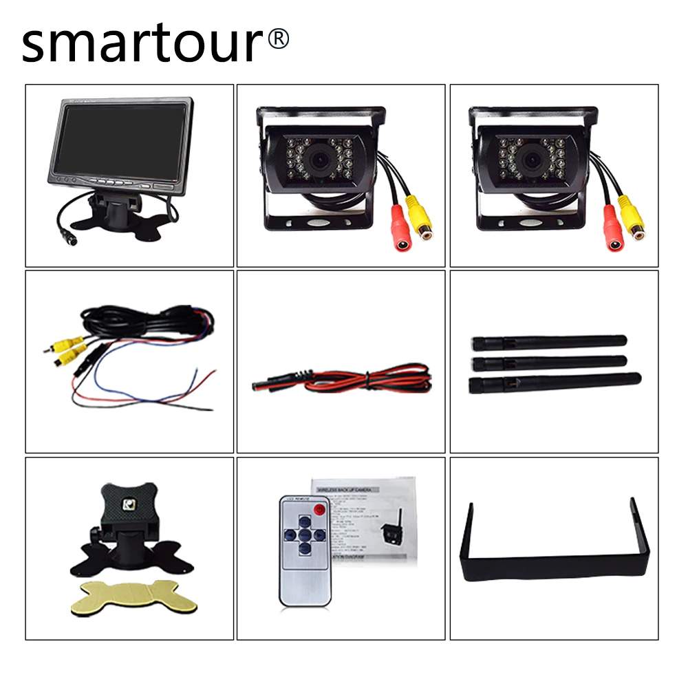 

Smartour Wireless Reverse Reversing Camera IR Night Vision 7" Car Monitor for Truck Bus Caravan RV Van Trailer Rear View Camera