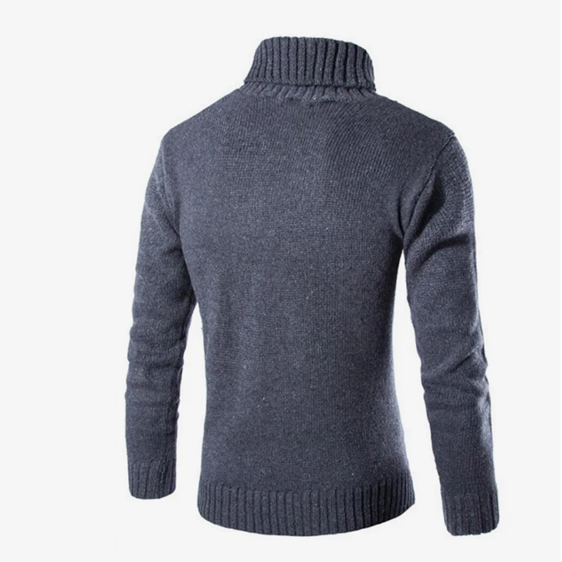 Мужской свитер с высоким воротником, серый пуловер с длинным рукавом, свитера для мужчин, Осень-зима, теплые мужские пуловеры, джемперы