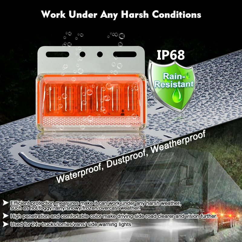 CNSUNNYLIGHT 24V LED Turn Signal Light Side Clearance Lamp Tail Reverse Truck Trailer Lorry Van Warning Fog Parking Lighting Bar (10)