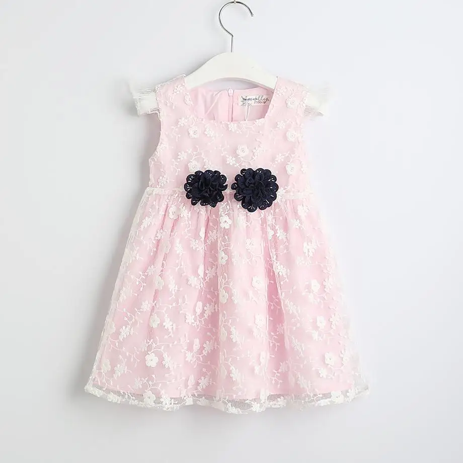 

Summer 2019 high quality embroidery floral children dress lace dresses for girls princess flower party dress baby girl clothes
