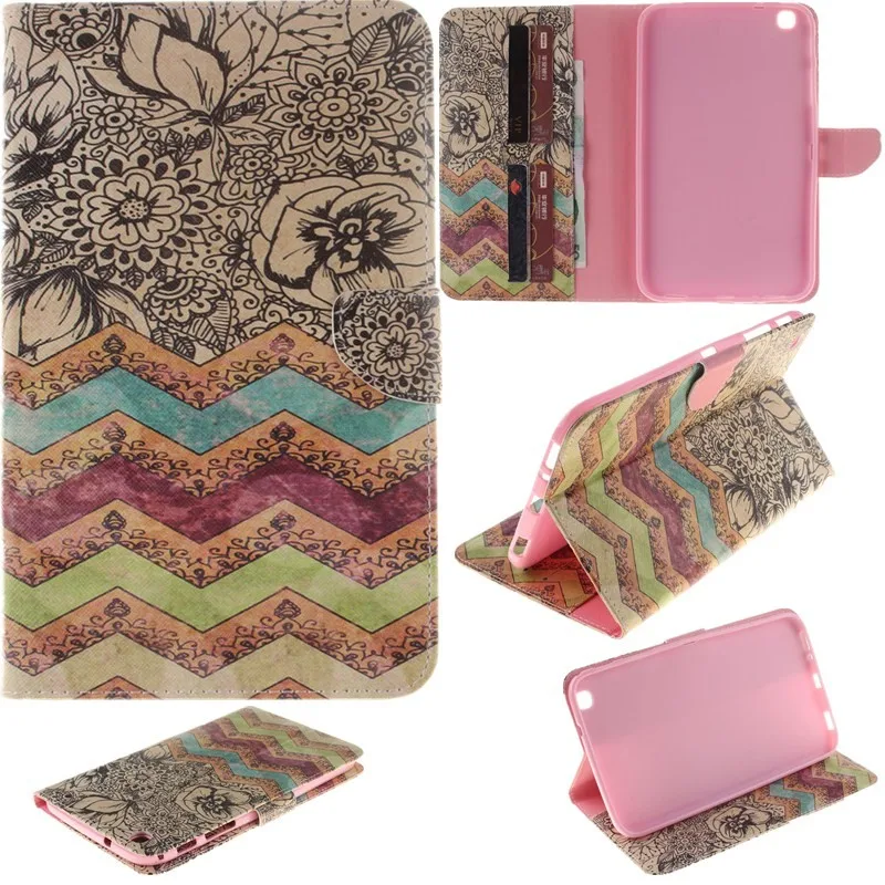Stand Flip Wallet Case For Samsung Galaxy Tab 3 8.0 inch Cases SM T310 T311 T315 Tablet Back Cover Stand Two Sides Painted Bag (38)