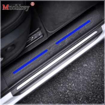 

For CHEVROLET Aveo Carbon Fiber Sticker Car Door Sill Protector Scuff Plate Car Accessories Stickers Car-Styling 4pcs