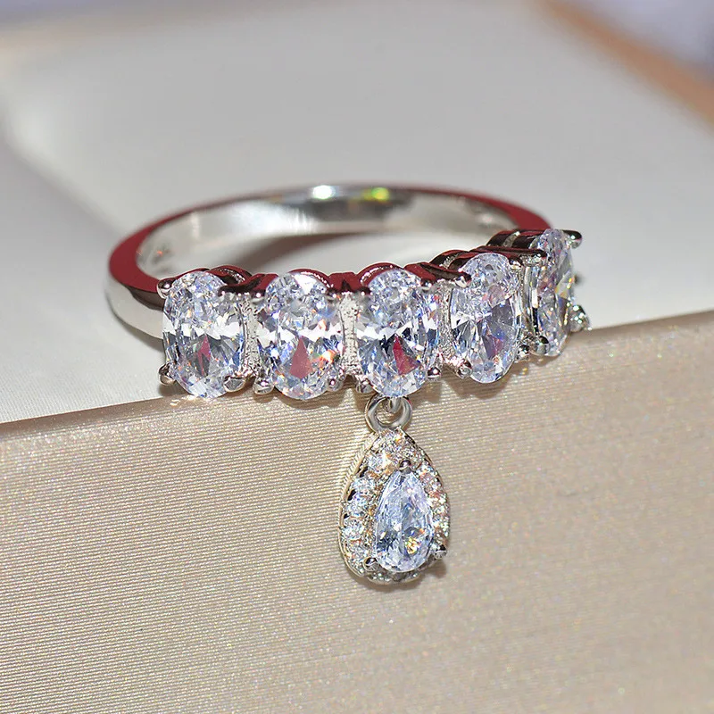 Роскошное женское кольцо с кристаллами, цирконием, камнем, милое серебряное кольцо, обручальные кольца для влюбленных женщин