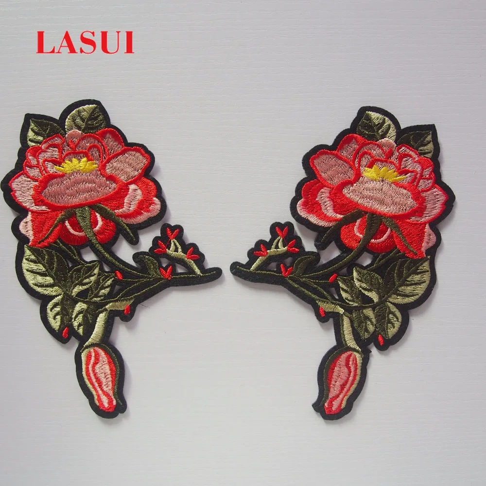 

LASUI NEW 10*17 cm 1 pairs =2pieces Flower Embroidered Patches Iron on Pretty for Jeans Clothes Applique Diy 0102