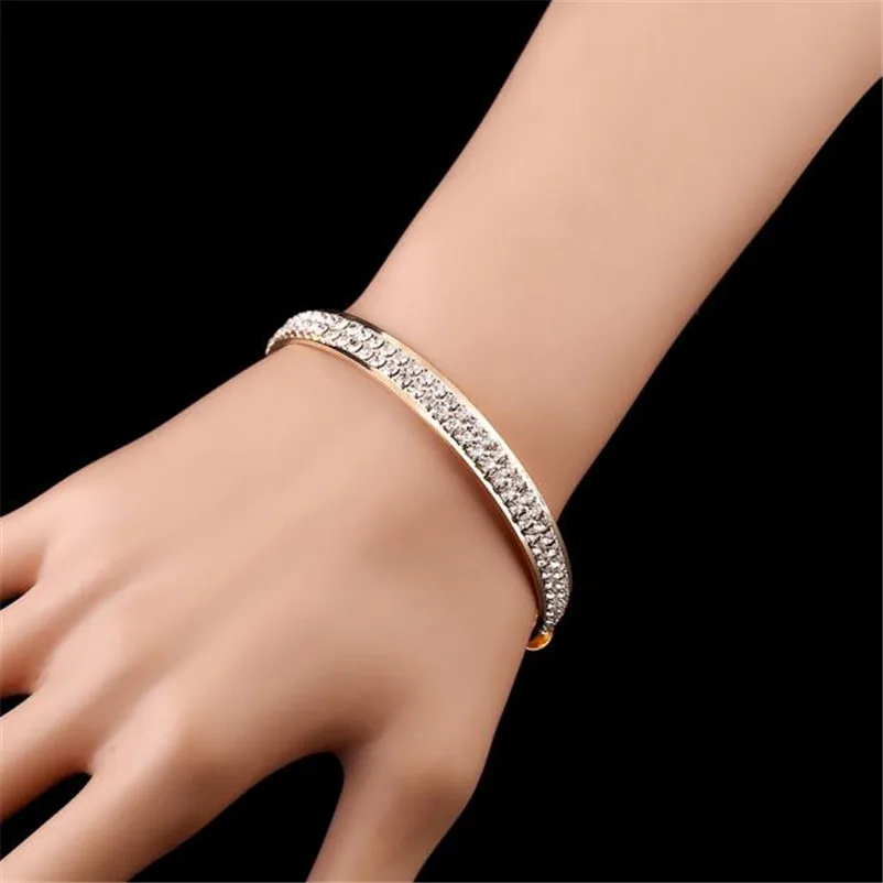 Fashion Bracelets for women luxury brand Gold Crystal Rhinestone Open Bangle Cuff Bracelet Jewelry Armbanden Voor Vrouwen M16 (5)