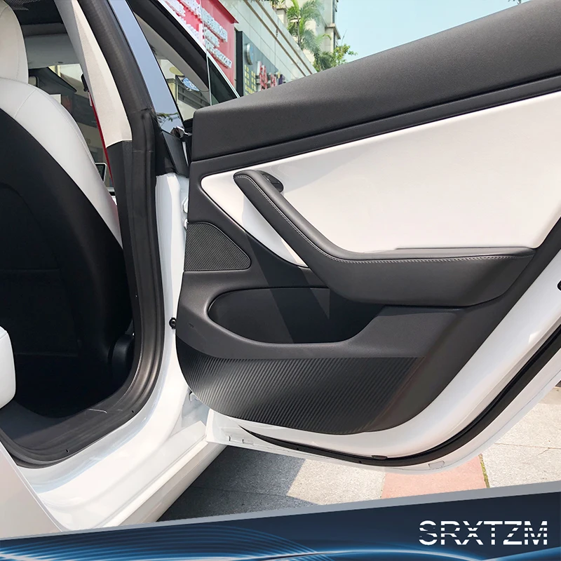 

SRXTZM 4pcs/set Styling Car Door Anti-Kick Sticker Anti-Dirty Pad Cover Protector Kick Mat Cushion for Tesla Model 3 X S