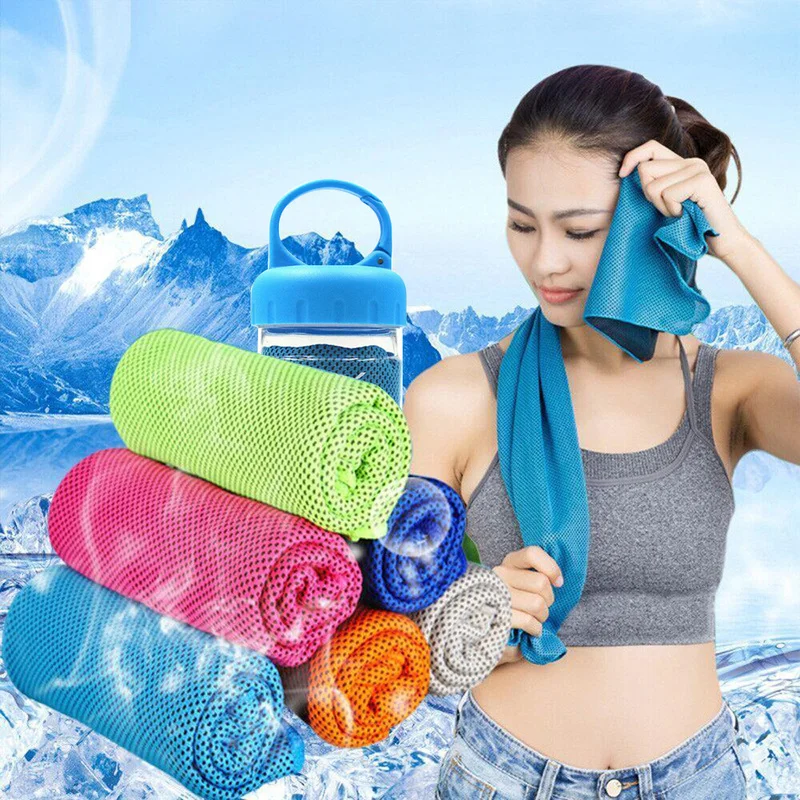 

Sport Towel Rapid Cooling Ice Face Towel Quick-Dry Beach Towels Summer Enduring Instant Chill Cloth for Fitness Yoga with Bottle