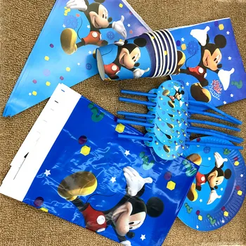 

52pcs/lot Mickey plates cups birthday party supplies Mickey mouse design plates dishes Mickey mouse theme party set decoration
