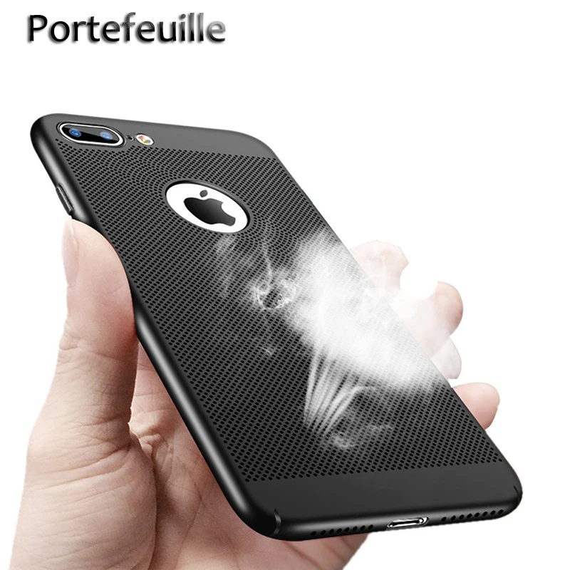 Portefeuille For iPhone 7 Plus Case Breathable Heat Dissipation Mesh Hard Back Phone Case Cover For iPhone 8 X 6 6S 5 5S SE Capa (1)