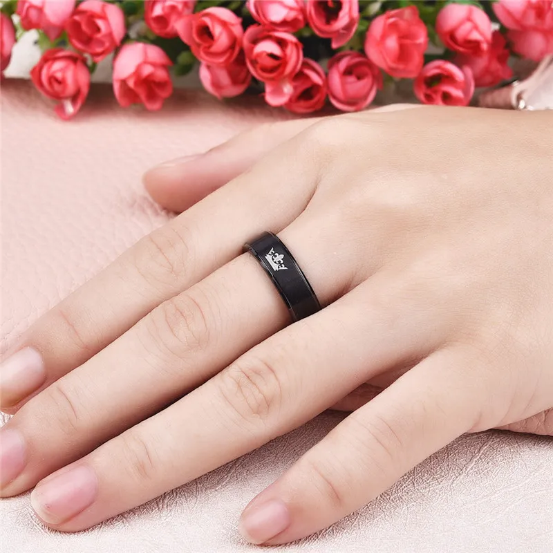 2018 Her King His Queen Crown Wedding Titanium Ring For Women Silver Black Rings For Men Engagement Ring Lover Couples Jewelry