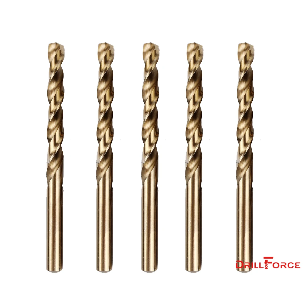 Drillforce 5 шт. 3/8 "(9.5 мм) M35 HSS КОБАЛЬТА джобберских Длина Твист Спираль Бурильные долото 135 Разделение точка