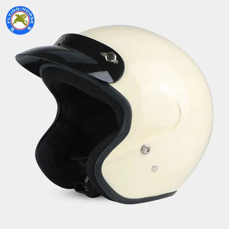 Grande Taille Vintage Motocross Face /à Face Casque Unisexe Noir 2XL Double Anneau Casque de Moto en Fibre de Verre
