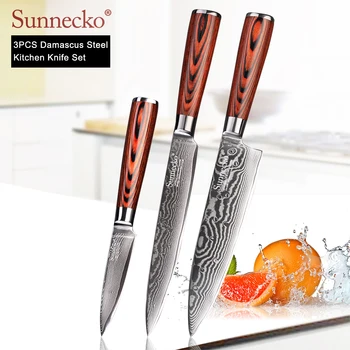 

SUNNECKO 73 Layers Damascus Steel Knife Japanese VG10 Blade Kitchen Knives Pakka Wood Handle Sharp Chef Slicing Paring Cut Knife