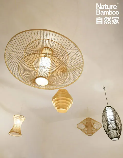 IKEA creaive simple style nature bamboo flying saucer pendant lamp to decorate restaurant/teahouse/living room/