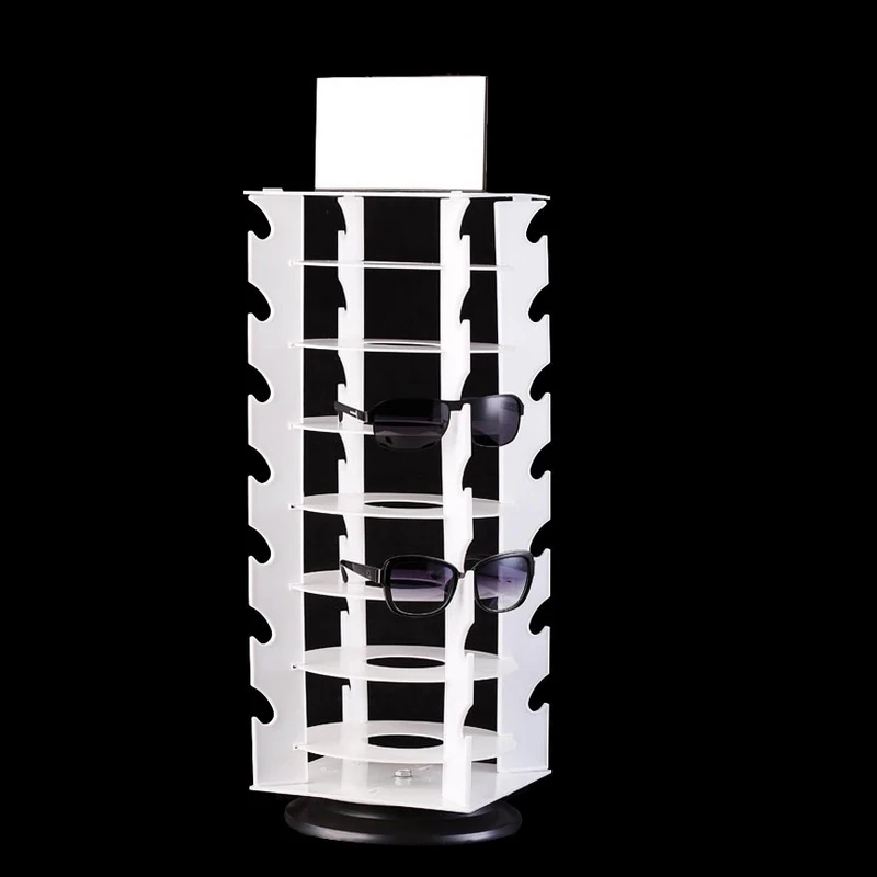 Mordoa Wholesale Rotating White Plastic Sunglass Display Stand Holder Glasses Rack Jewelry