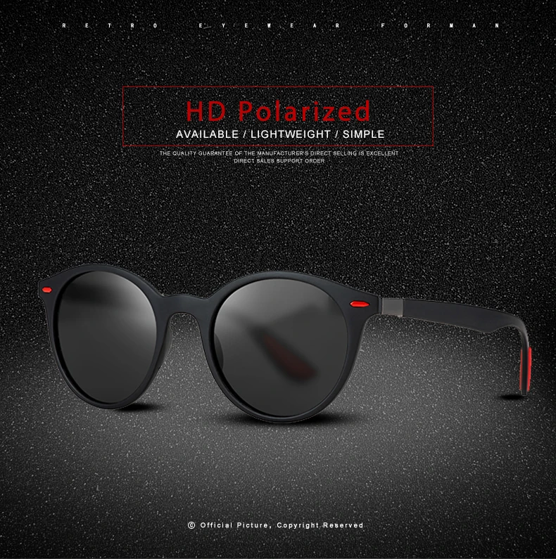 2019 New Polarized Women's Sunglasses UV400 Glasses Round Frame Men's Sunglasses Classic Fashion Brand Design Driving Sunglasses (41)