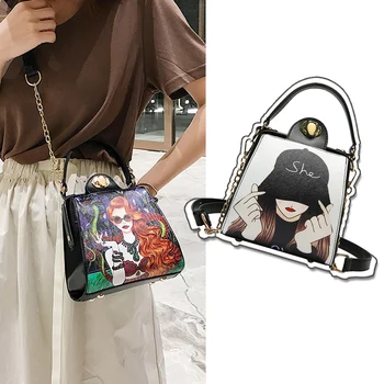 

Fashion Cartoon Printing crossbody bags for women 2019 PU leather Soft women's shoulder bag small High capacity luxury handbags